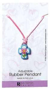 Rubber Pendant: Cross/Flower John 3:16 Adjustable Lace Cord Rubber Pendant: Cross/Flower John 3:16 Adjustable Lace Cord