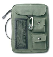 Bible Cover Green Canvas With 3 Pockets & Compass Extra Large Bible Cover Green Canvas With 3 Pockets & Compass Extra Large