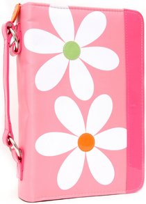 Bible Cover Daisy Pink With Zipper Pocket - Medium Bible Cover Daisy Pink With Zipper Pocket - Medium