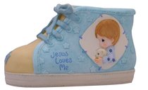 Precious Moments Shoe Money Box: Boy, Jesus Loves Me Precious Moments Shoe Money Box: Boy, Jesus Loves Me