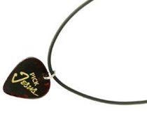 Guitar Pick Necklace on Black Rubber Cord: Pick Jesus Black Guitar Pick Necklace on Black Rubber Cord: Pick Jesus Black