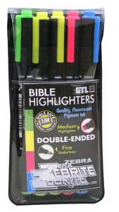 Zebrite Wet Double Ended No Bleed Through Bible Highlighter Set of 5 Zebrite Wet Double Ended No Bleed Through Bible Highlighter Set of 5