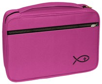 Bible Cover Deluxe With Fish Symbol: Fuchsia Large Bible Cover Deluxe With Fish Symbol: Fuchsia Large