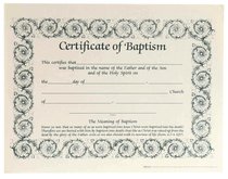 Certificate Baptism: Decorative Border (6 Pack) Certificate Baptism: Decorative Border (6 Pack)