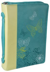 Bible Cover Lime/Dusty Blue Butterflies Large Luxleather Bible Cover Lime/Dusty Blue Butterflies Large Luxleather