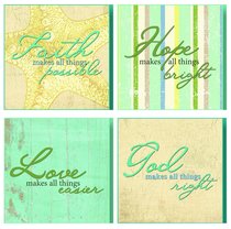 Set of 4 Treasured Wall Plaques: Faith, Hope, Love & God Set of 4 Treasured Wall Plaques: Faith, Hope, Love & God