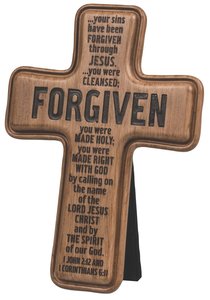 Cross: Wood Look Cast Stone: Forgiven Cross: Wood Look Cast Stone: Forgiven