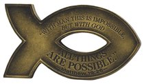 Cast Stone Fish Magnet: Gold Finish, With God All is Possible Cast Stone Fish Magnet: Gold Finish, With God All is Possible
