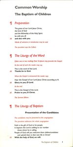 Common Worship Baptism of Children Card Common Worship Baptism of Children Card