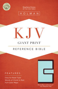 KJV Giant Print Reference Bible With Magnetic Flap, Brown/Blue Leathertouch KJV Giant Print Reference Bible With Magnetic Flap, Brown/Blue Leathertouch