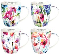 Ceramic Mugs: Seeds of Love (Purple/Flowers) (Set Of 4) Ceramic Mugs: Seeds of Love (Purple/Flowers) (Set Of 4)
