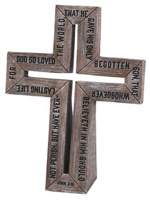 Barn Wood Cross: Small Cast Stone Cross (John 3:16) Barn Wood Cross: Small Cast Stone Cross (John 3:16)