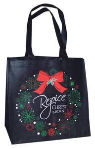 Christmas Eco Tote Bag Glitter: Rejoice Christ is Born Christmas Eco Tote Bag Glitter: Rejoice Christ is Born