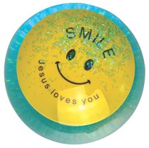 Water Ball Bouncy Ball With Blue Glitter: Jesus Loves You, 6.5cm Water Ball Bouncy Ball With Blue Glitter: Jesus Loves You, 6.5cm