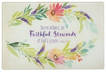 Medium Glass Cutting Board: Faithful Stewards (Colored Wreath) Medium Glass Cutting Board: Faithful Stewards (Colored Wreath)