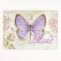 Large Glass Cutting Board: Blessed Butterfly Purple Large Glass Cutting Board: Blessed Butterfly Purple