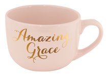 Large Gold Trimmed Mug: Amazing Grace, Pink Large Gold Trimmed Mug: Amazing Grace, Pink
