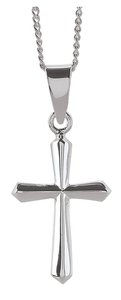 Necklace: Sterling Silver Small Beveled Cross on 45Cm Sterling Silver Chain Necklace: Sterling Silver Small Beveled Cross on 45Cm Sterling Silver Chain