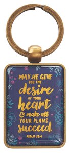 Metal Keyring: May He Give You the Desire of Your Heart Navy/Floral/Gold (Psalm 20:4) Metal Keyring: May He Give You the Desire of Your Heart Navy/Floral/Gold (Psalm 20:4)