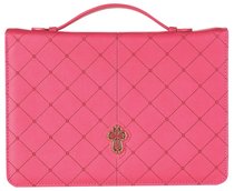 Bible Cover Cross Badge Grace Zipper Pink Large Luxleather Bible Cover Cross Badge Grace Zipper Pink Large Luxleather
