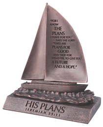 Moment of Faith Small Bronze Sculpture: His Plans Sailboat Cast Stone (Jer 29:11) Moment of Faith Small Bronze Sculpture: His Plans Sailboat Cast Stone (Jer 29:11)