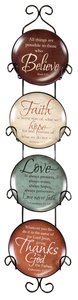 Ceramic Plates With Rack Set of 4: Believe, Faith, Love & Thanks Ceramic Plates With Rack Set of 4: Believe, Faith, Love & Thanks