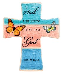 Ceramic Cross Wall Plaque: Be Still and Know... Orange Butterfly (Psalm 46:10) Ceramic Cross Wall Plaque: Be Still and Know... Orange Butterfly (Psalm 46:10)