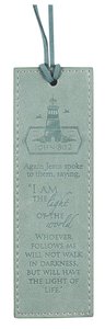 Leather Lux Bookmark: Lighthouse, I Am the Light, Pale Turquoise Leather Lux Bookmark: Lighthouse, I Am the Light, Pale Turquoise