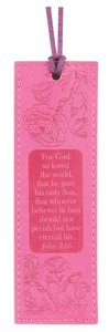 Leather Lux Bookmark: For God So Loved the World, John 3:16, Pink Leather Lux Bookmark: For God So Loved the World, John 3:16, Pink