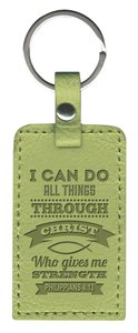 Leather Lux Keyring: I Can Do All Things, Philippians 4:13, Green Leather Lux Keyring: I Can Do All Things, Philippians 4:13, Green
