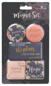 Magnetic Set of 5 Magnets: For I Know the Plans I Have For You, Navy/Pink Floral (Jer 29:11) Magnetic Set of 5 Magnets: For I Know the Plans I Have For You, Navy/Pink Floral (Jer 29:11)