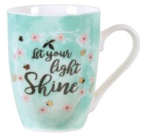 Ceramic Sparkle Mug: Let Your Light Shine...Light Blue/Floral Wreath Ceramic Sparkle Mug: Let Your Light Shine...Light Blue/Floral Wreath