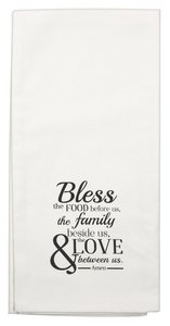Tea Towel: Bless the Food Before Us....., White/Black Tea Towel: Bless the Food Before Us....., White/Black