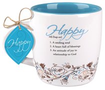 Ceramic Mug Creative Definition: Happy, Bright Blue/White (Psalm 68:3) Ceramic Mug Creative Definition: Happy, Bright Blue/White (Psalm 68:3)