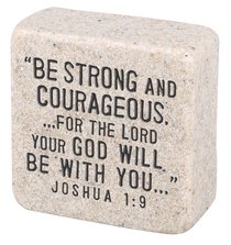 Cast Stone Plaque: Strength Scripture Stone, Cream (Joshua 1:9) Cast Stone Plaque: Strength Scripture Stone, Cream (Joshua 1:9)