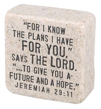 Cast Stone Plaque: His Plans Scripture Stone, Cream (Jeremiah 29:11) Cast Stone Plaque: His Plans Scripture Stone, Cream (Jeremiah 29:11)