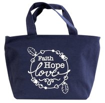 Cloth Bag: Faith Hope Love, Dark Blue Cloth Bag: Faith Hope Love, Dark Blue