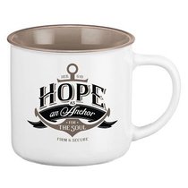 Camp Style Ceramic Mug: Hope as An Anchor For the Soul, White/Tan (Heb 6:19) Camp Style Ceramic Mug: Hope as An Anchor For the Soul, White/Tan (Heb 6:19)