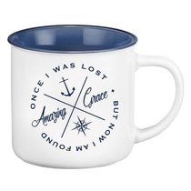 Camp Style Ceramic Mug: Amazing Grace, White/Blue Camp Style Ceramic Mug: Amazing Grace, White/Blue