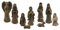 Resin Wood Look Nativity (Set Of 9) Resin Wood Look Nativity (Set Of 9)