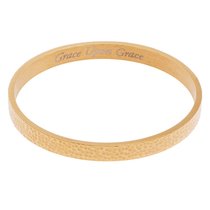 Bracelet: Be Still & Know Bangle, 316 Stainless Steel With 14K Gold Plating Bracelet: Be Still & Know Bangle, 316 Stainless Steel With 14K Gold Plating