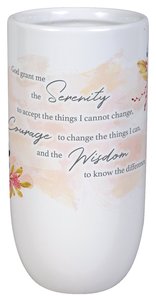 Ceramic Vase: Serenity Prayer, White Ceramic Vase: Serenity Prayer, White