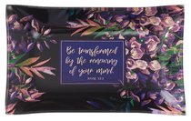 Ceramic Trinket Tray: Be Transformed, Navy Floral Ceramic Trinket Tray: Be Transformed, Navy Floral