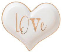 Love Collection Trinket Tray: Love Heart Shaped, White/Gold Edge Love Collection Trinket Tray: Love Heart Shaped, White/Gold Edge